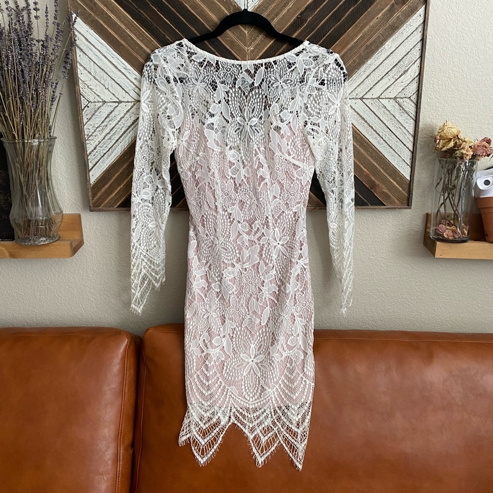 Long sleeve white lacey dress